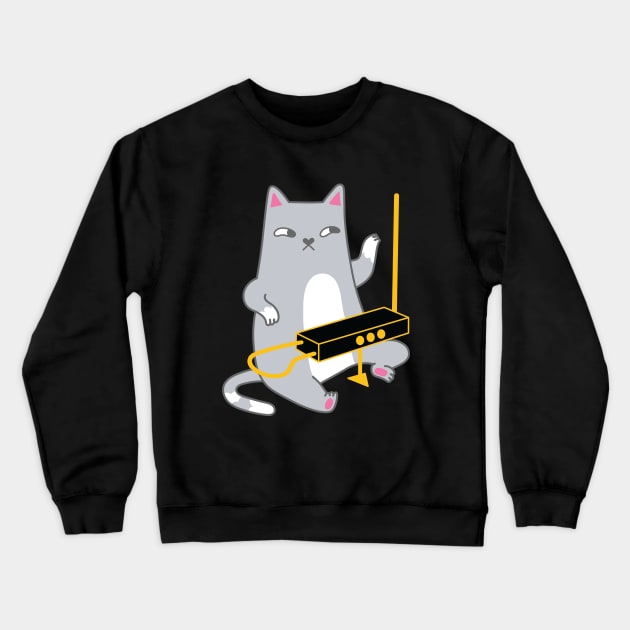 Theremin Cat - Full Front Crewneck Sweatshirt by natelledrawsstuff